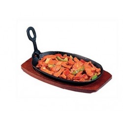 Cast Iron Oval Sizzler with Wooden Stand