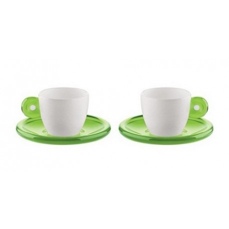 Guzzini Set of 2 Gocce Espresso Cups with Saucers