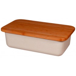 BREAD BIN & bamboo cutting board with lid Stone grey 